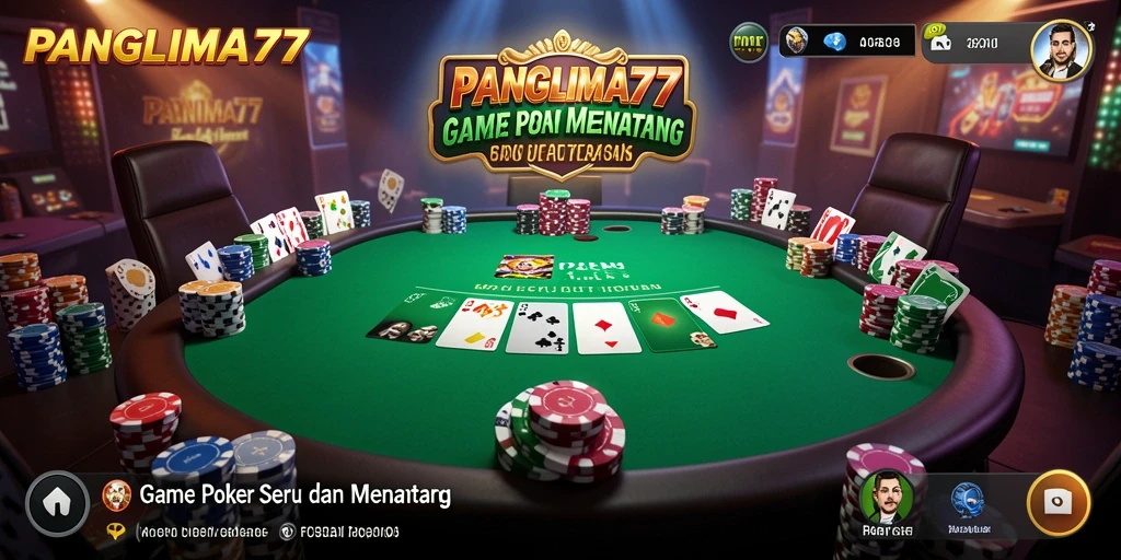Screenshot gameplay <strong>PANGLIMA77</strong> yang menampilkan suasana permainan poker yang seru.